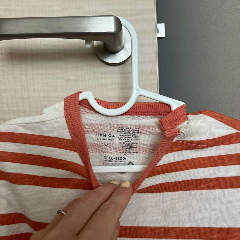 Striped Burnt Orange and White Baby Romper